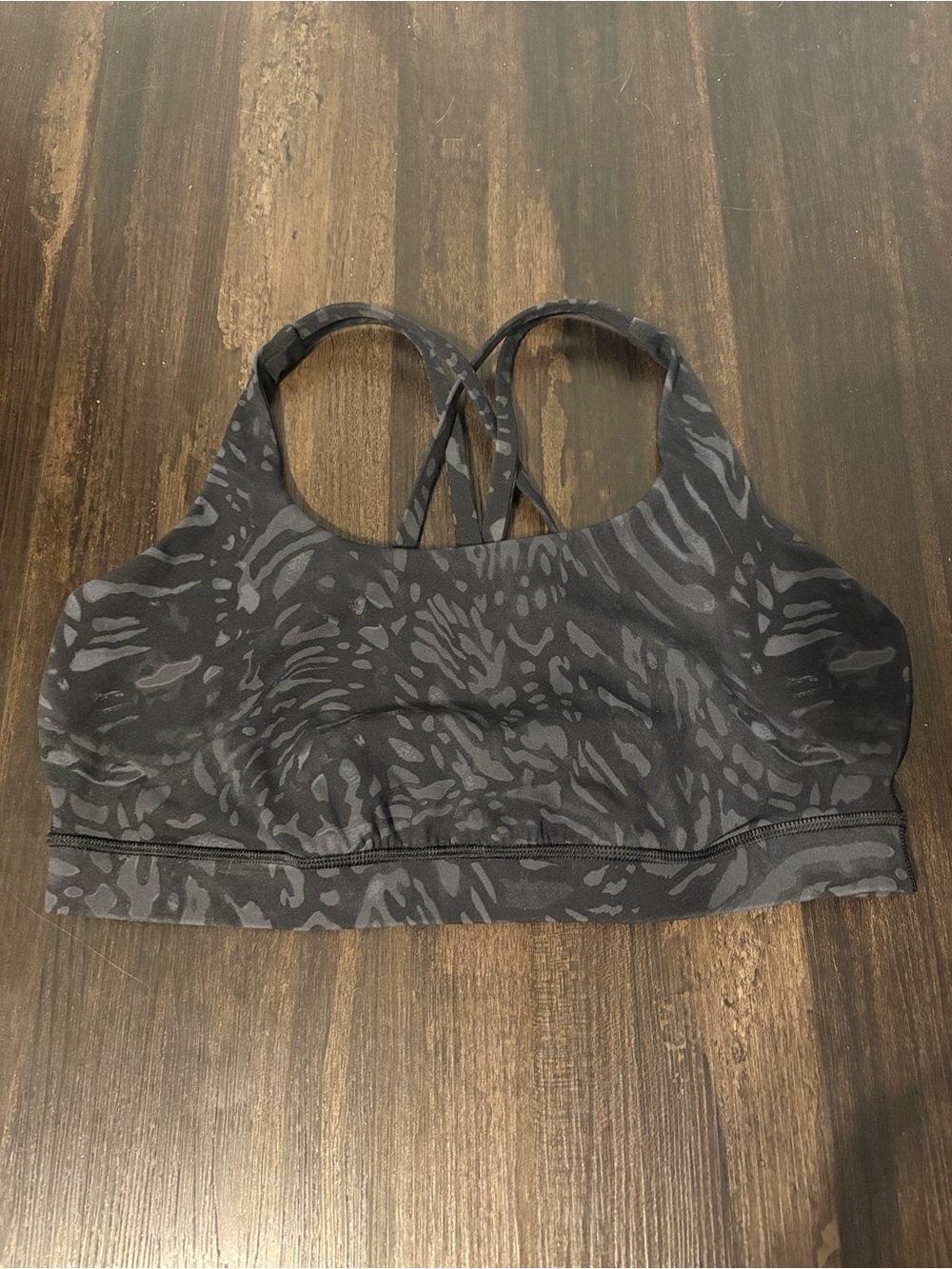 lululemon athletica Black Charcoal Pattern Strappy Sports Bra
